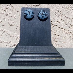 Handmade black floral earrings